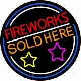 Fireworks Sold Here Circle LED Neon Sign