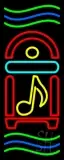 Juke Box With Musical Note And Green And Blue Line LED Neon Sign