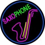 Pink Saxophone Red Logo LED Neon Sign