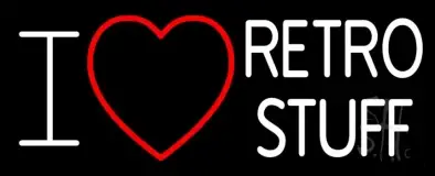 Red Love Logo White I Love Retro Stuff LED Neon Sign