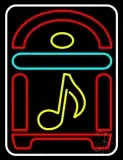 White Border Juke Box With Musical Note LED Neon Sign