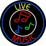 Yellow Live Red Music With Circle LED Neon Sign
