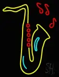 Yellow Saxophone Musical Note LED Neon Sign