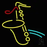 Yellow Saxophone Red Musical Note LED Neon Sign