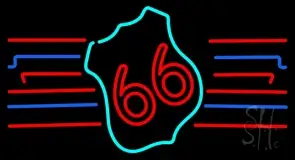 Red 66 Route LED Neon Sign