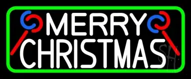 White Merry Christmas With Candy Stick LED Neon Sign