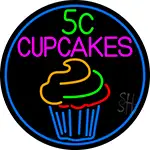 5c Cupcakes In Blue Round LED Neon Sign