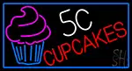 5c Cupcakes LED Neon With Blue Border Sign