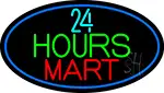24 Hours Mini Mart With Blue Round LED Neon Sign