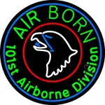 Airborne With Blue Round LED Neon Sign
