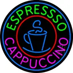 Blue Cappuccino Espresso With Blue Circle LED Neon Sign