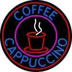 Blue Coffee Cappuccino With Red Circle LED Neon Sign