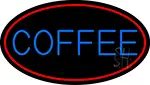Blue Coffee With Red Oval LED Neon Sign