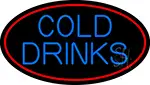 Blue Cold Drinks With Red Oval LED Neon Sign
