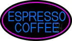 Blue Espresso Coffee With Pink Oval LED Neon Sign
