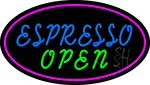 Blue Espresso Open With Pink Oval LED Neon Sign