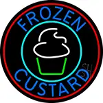 Blue Frozen Custard With Red Circle Logo 2 LED Neon Sign