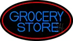 Blue Grocery Store With Red Oval LED Neon Sign