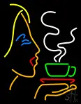 Girl Logo With Hot Coffee LED Neon Sign