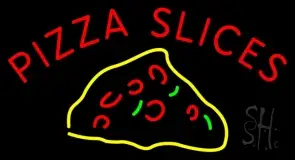 Red Double Stroke Pizza Slices LED Neon Sign