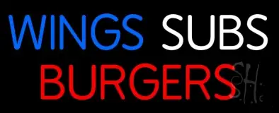 Wings Subs Burgers LED Neon Sign