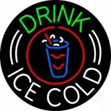 Round Drink Ice Cold LED Neon Sign