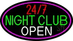 24 7 Night Club Oval With Pink Border LED Neon Sign