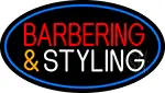 Barbering And Styling With Blue Border LED Neon Sign