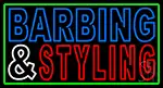 Barbering And Styling With Green Border LED Neon Sign