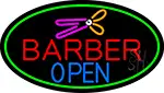 Barber Open With Green Border LED Neon Sign