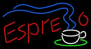 Espresso With Coffee Steam LED Neon Sign