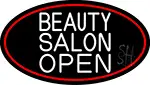 Beauty Salon Open Oval With Red Border LED Neon Sign
