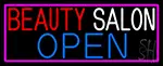 Beauty Salon Open Pink Border LED Neon Sign