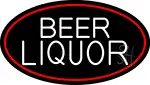 Beer Liquor Oval With Red Border LED Neon Sign