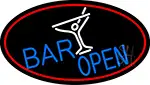 Blue Bar Open With Martini Glass LED Neon Sign
