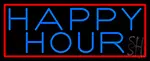 Blue Happy Hour With Red Border LED Neon Sign