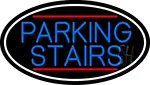 Blue Parking Stairs Oval With White Border LED Neon Sign