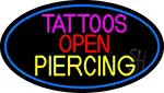 Blue Tattoo Piercing Open LED Neon Sign
