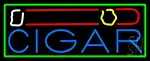 Cigar And Smoke With Green Border LED Neon Sign