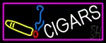 Cigars With Smoke Bar With Pink Border LED Neon Sign