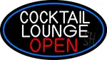 Cocktail Lounge Open Oval With Blue Border LED Neon Sign
