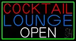 Cocktail Lounge Open With Green Border LED Neon Sign