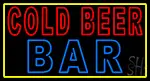 Cold Beer Bar With Yellow Border LED Neon Sign