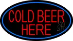 Cold Beer Here With Blue Border LED Neon Sign