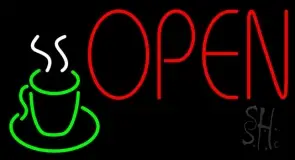 Red Open Coffee Glass LED Neon Sign