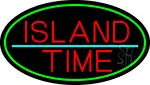 Custom Island Time Oval With Green Border LED Neon Sign