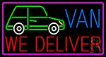Custom We Deliver Van With Pink Border LED Neon Sign