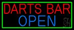 Dart Bar Open With Green Border LED Neon Sign