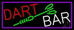 Dart Bar With Purple Border LED Neon Sign