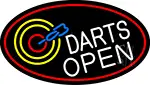 Dart Board Open Oval With Red Border LED Neon Sign